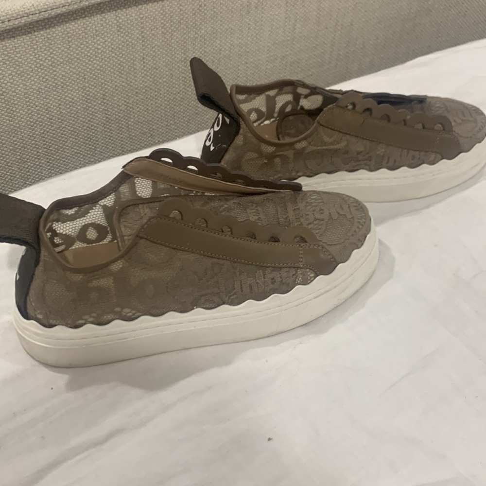 Chloe White Lace Sneakers